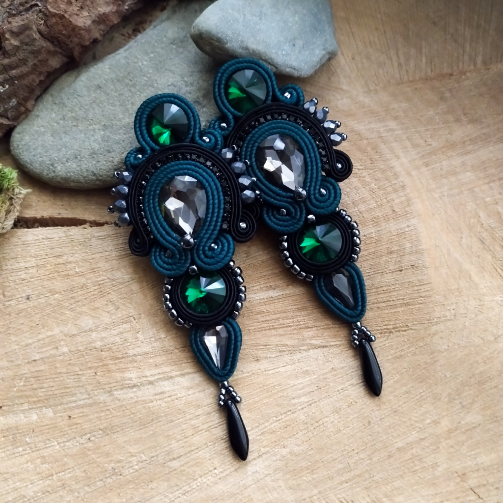 Kolczyki sople ciemna zieleń