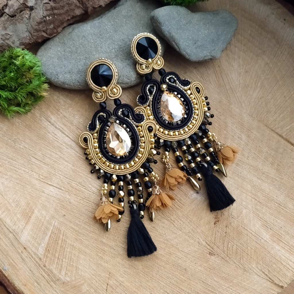 Kolczyki Lou czarno-złote