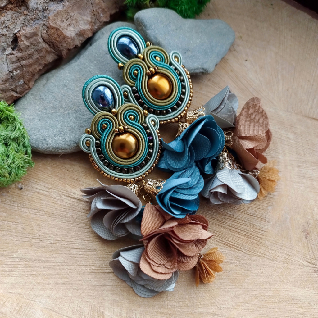 Kolczyki Boho Flowers Zieleń