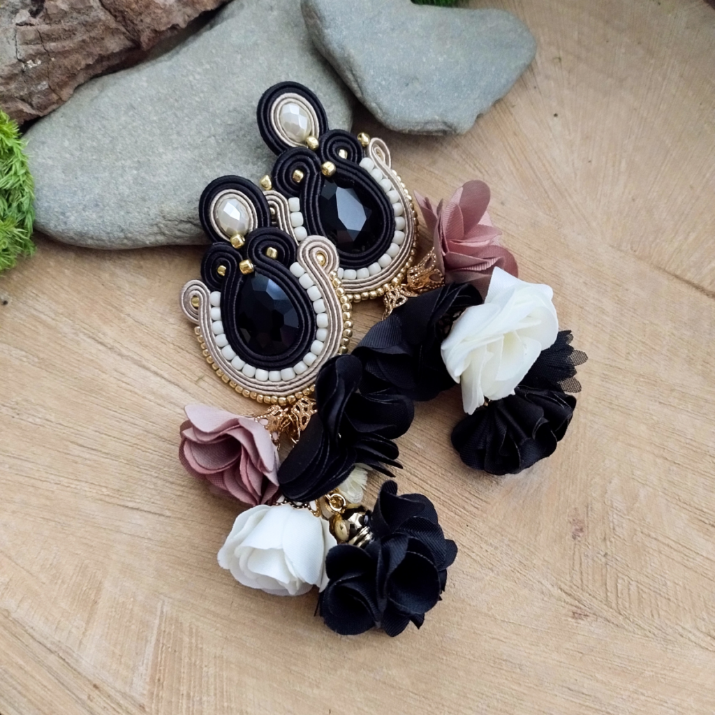 Kolczyki Boho Flowers Beż