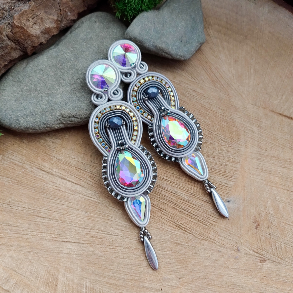 Kolczyki Brillant Slim Szare