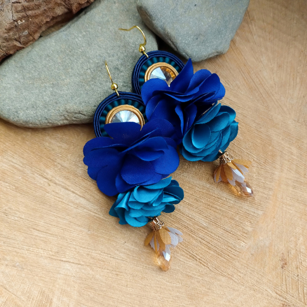 Kolczyki Flowers Granatowe