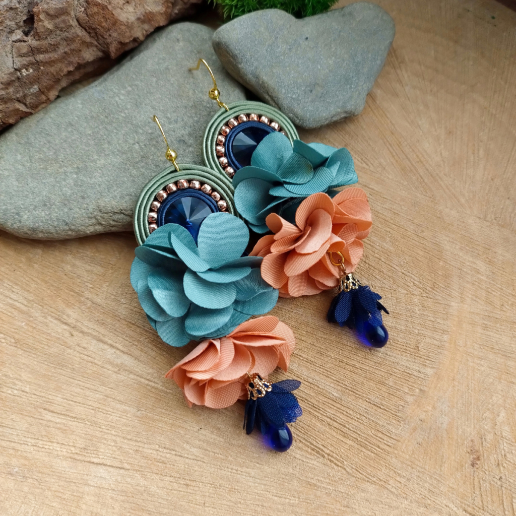 Kolczyki Flowers Khaki