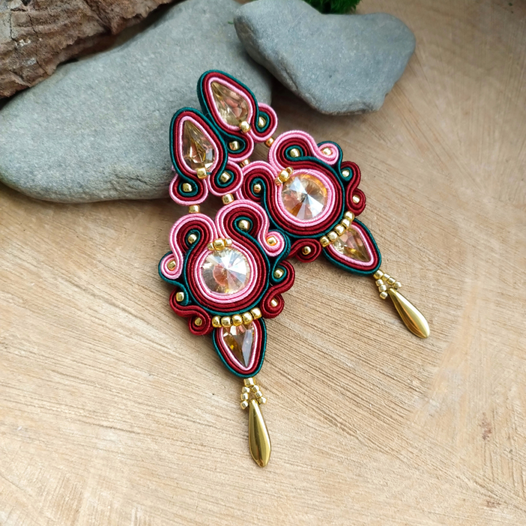 Kolczyki Grace Bordo